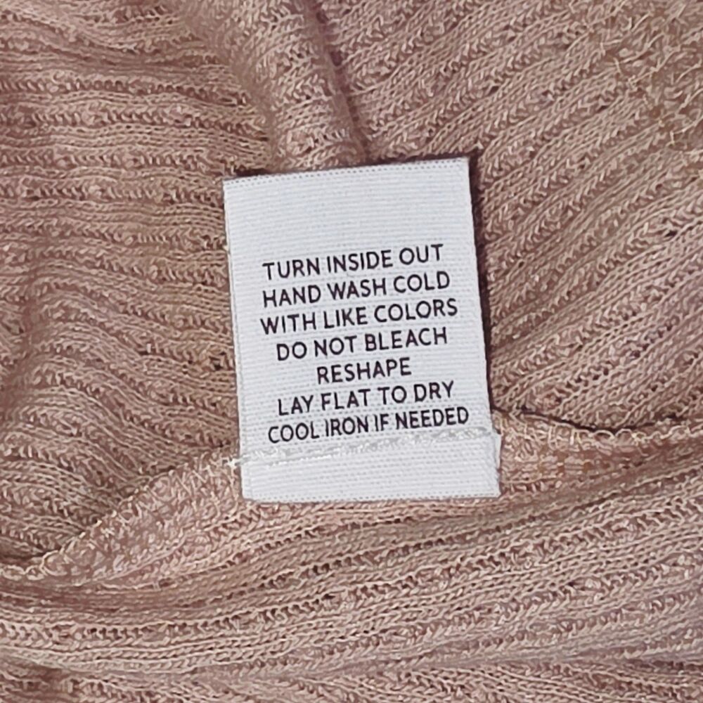 NWT Blu Pepper Waffle Knit Top L Neutral Tan Split Neck Long Sleeve Casual Cozy - Picture 9 of 9
